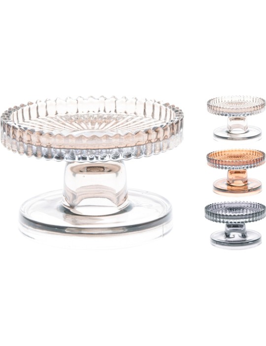 PORTACANDELA VETRO 10X6 CM 3 ASSORTITI