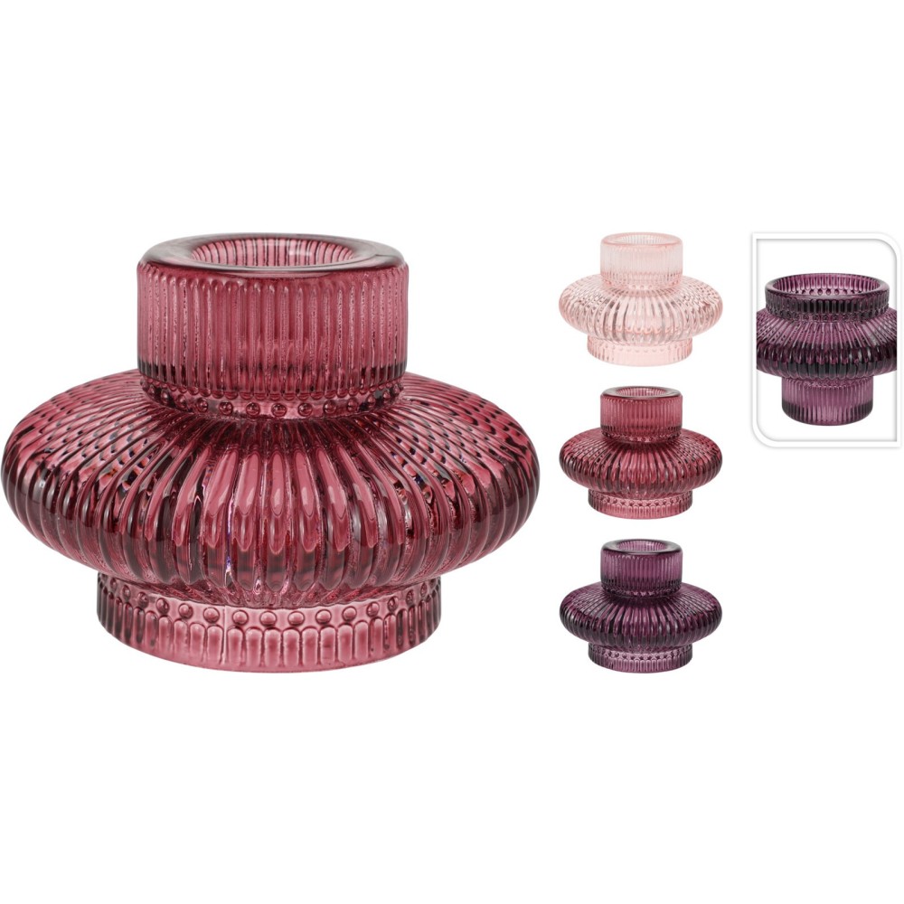 PORTA CANDELA VETRO 3 ASSORTITI