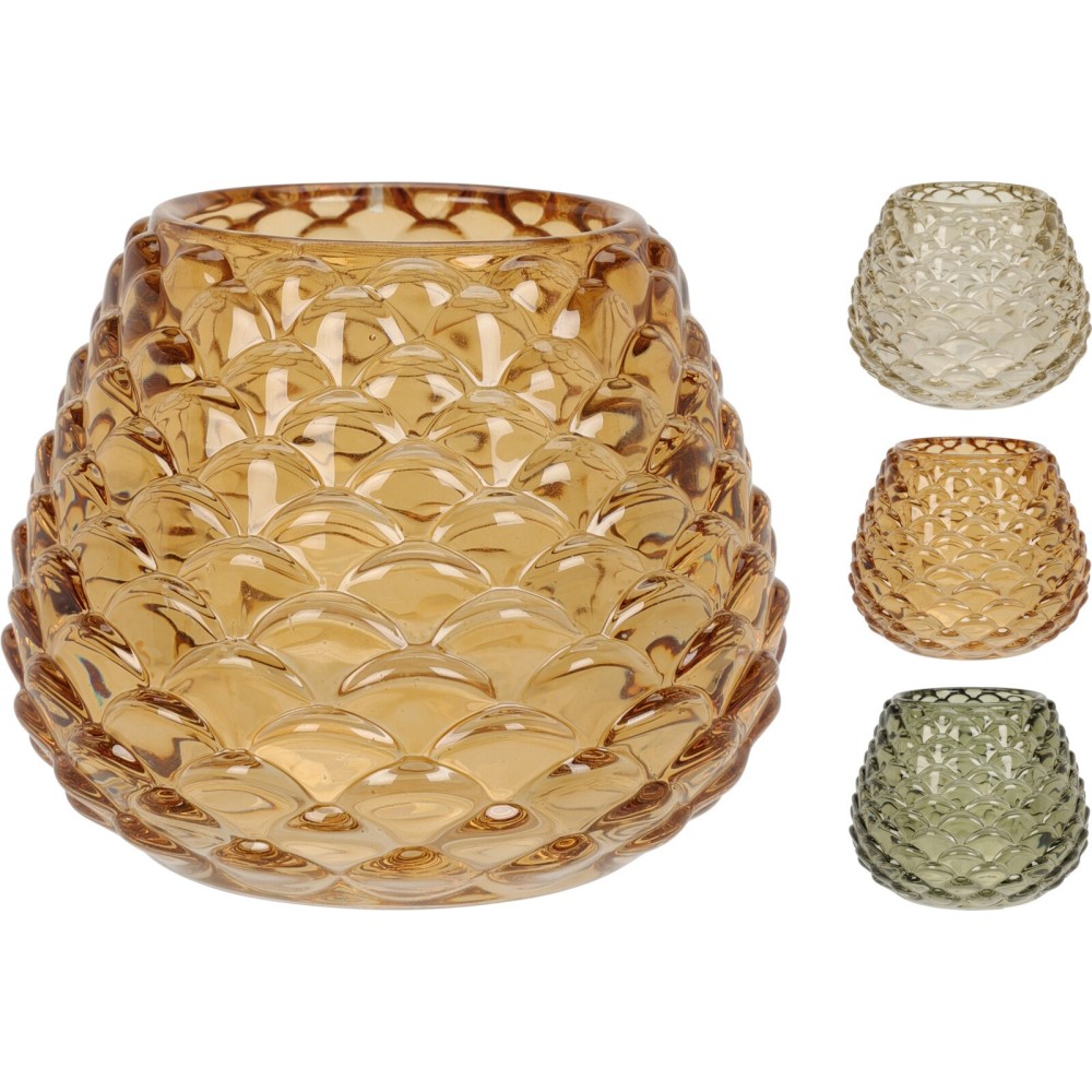 PORTACANDELA  VETRO 10X8 CM 3 ASSORTITA