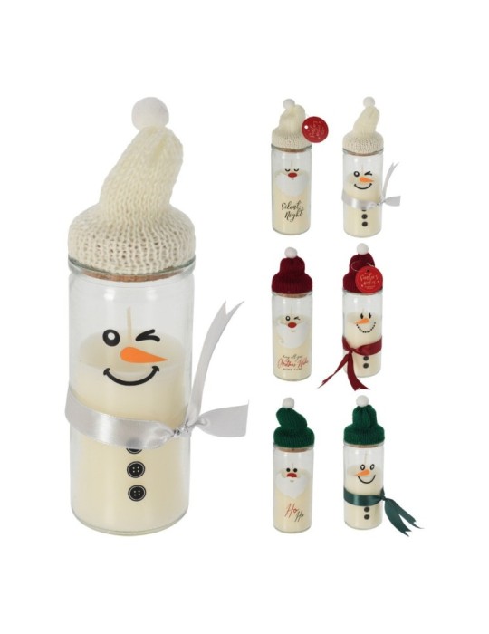 CANDELA  VETRO NATALIZIA  14CM 6 ASSORTITE