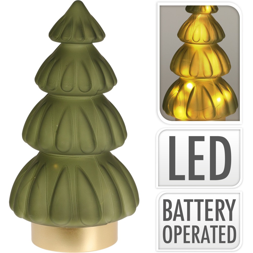 ALBERO VETRO VERDE 15X28CM LED