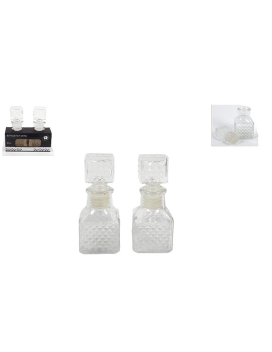 SET 2 BOTTIGLIETTE QUADRATA