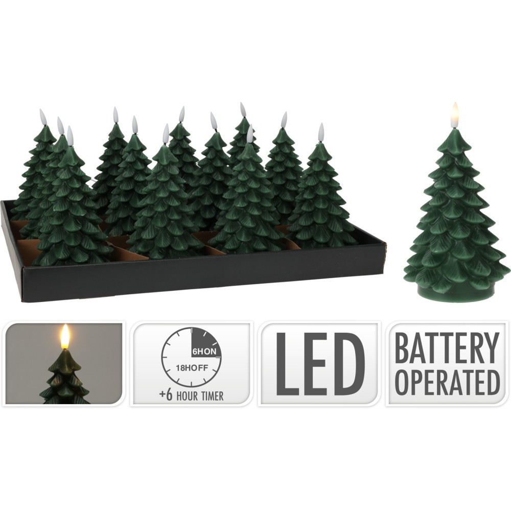CANDELA ALBERO LED 17 CM VERDE