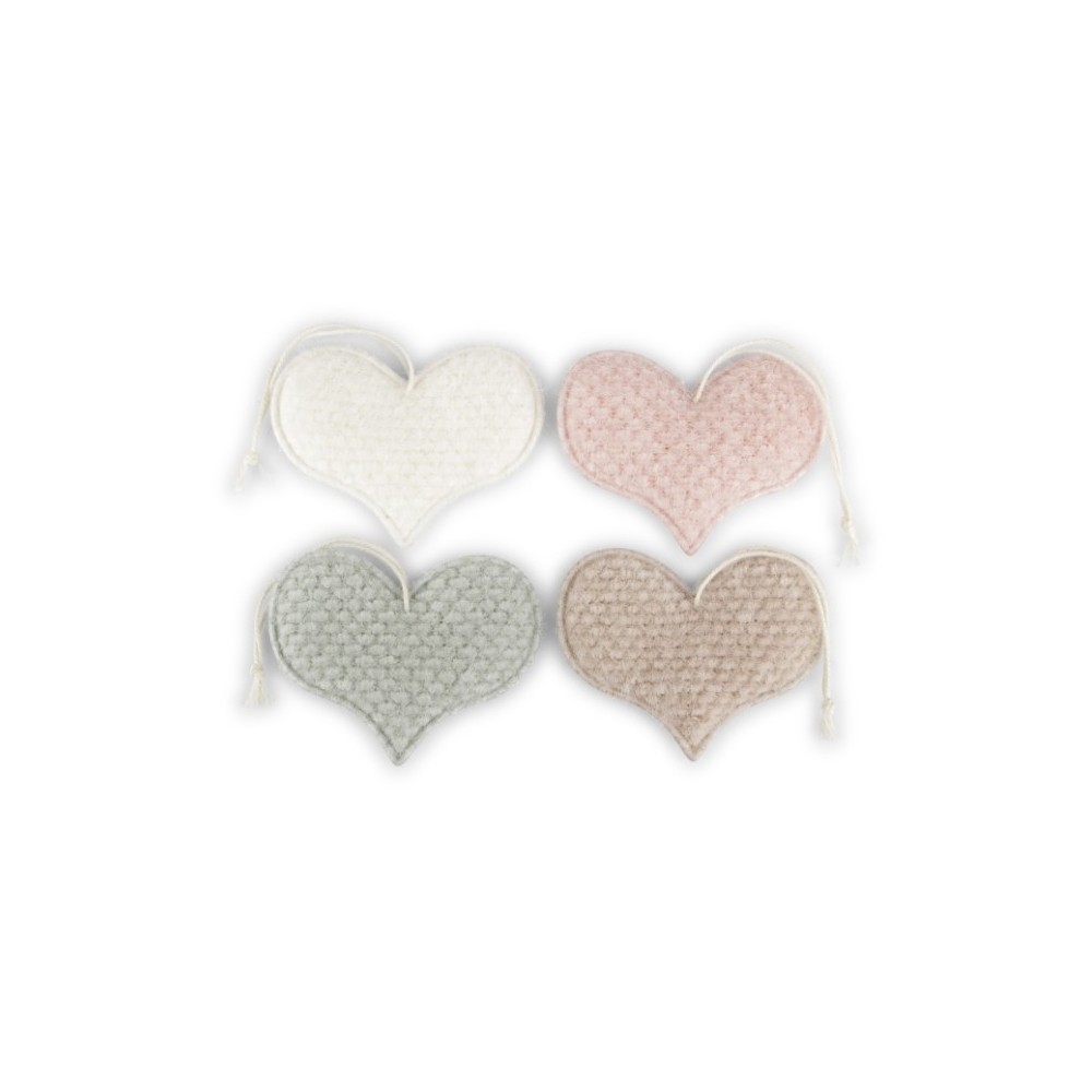 CUORE STOFFA ROSA-AVORIO-VERDE-BEIGE