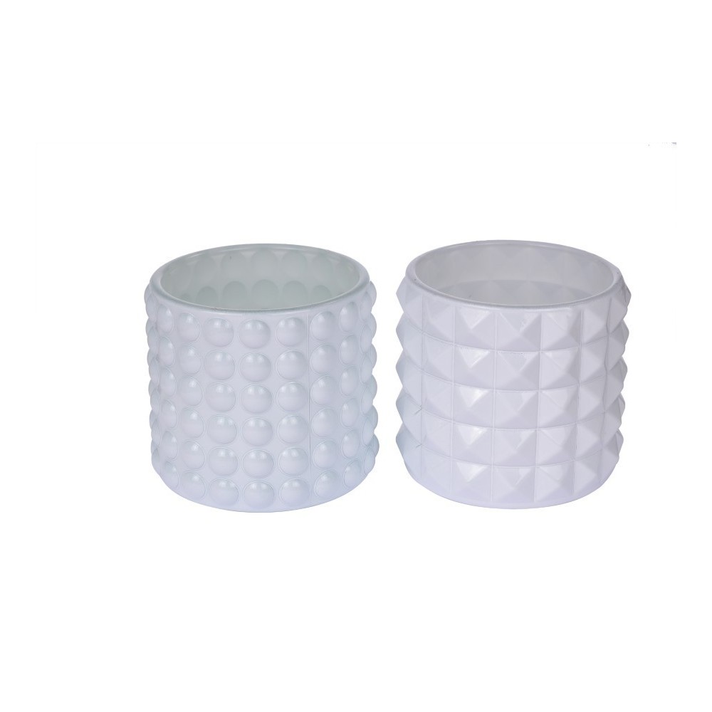 VASETTO VETRO PORTACANDELE WHITE