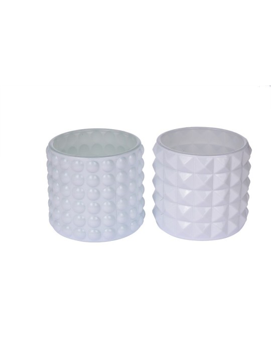 VASETTO VETRO PORTACANDELE WHITE