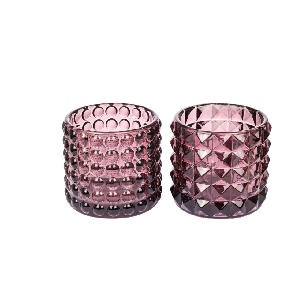 VASETTO VETRO PORTACANDELE PINK