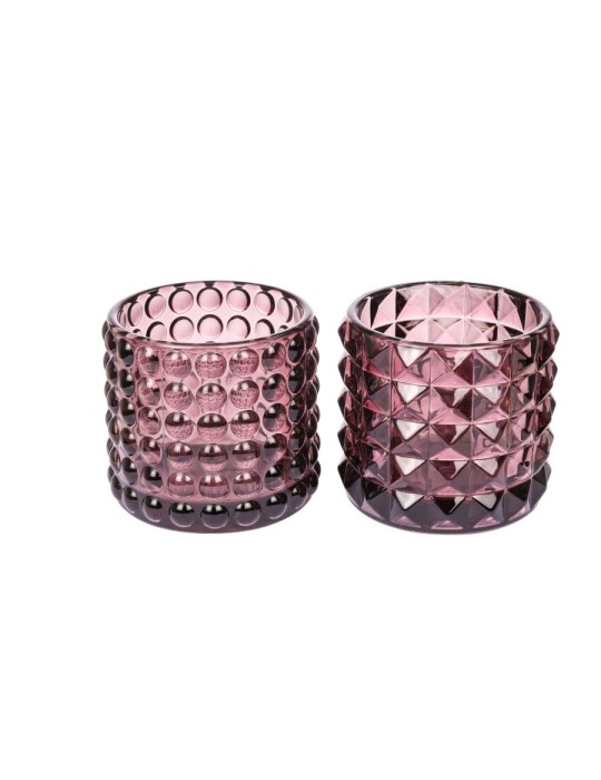 VASETTO VETRO PORTACANDELE PINK