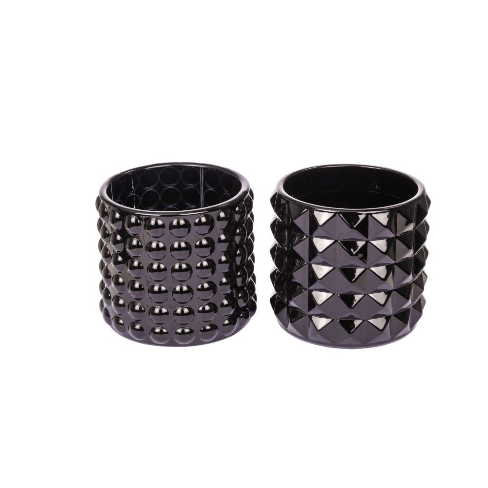 VASETTO VETRO PORTACANDELE BLACK