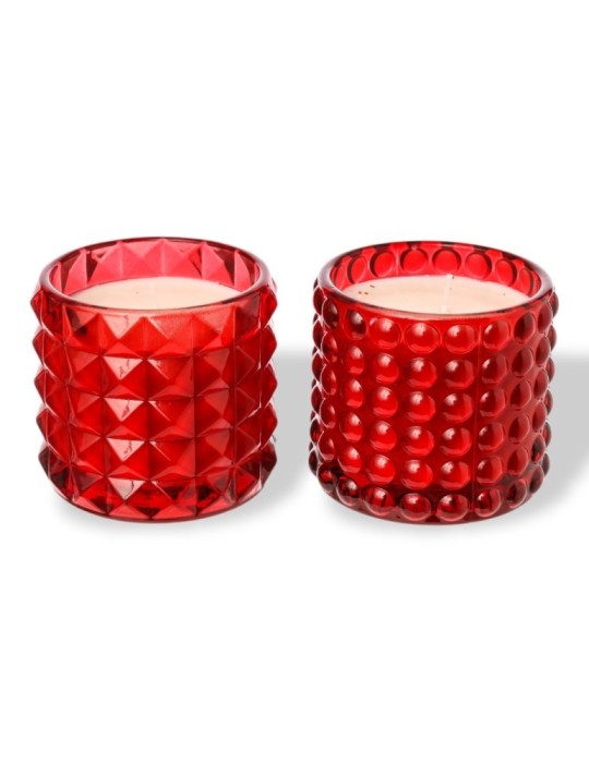 CANDELA IN VETRO 2ASS RED