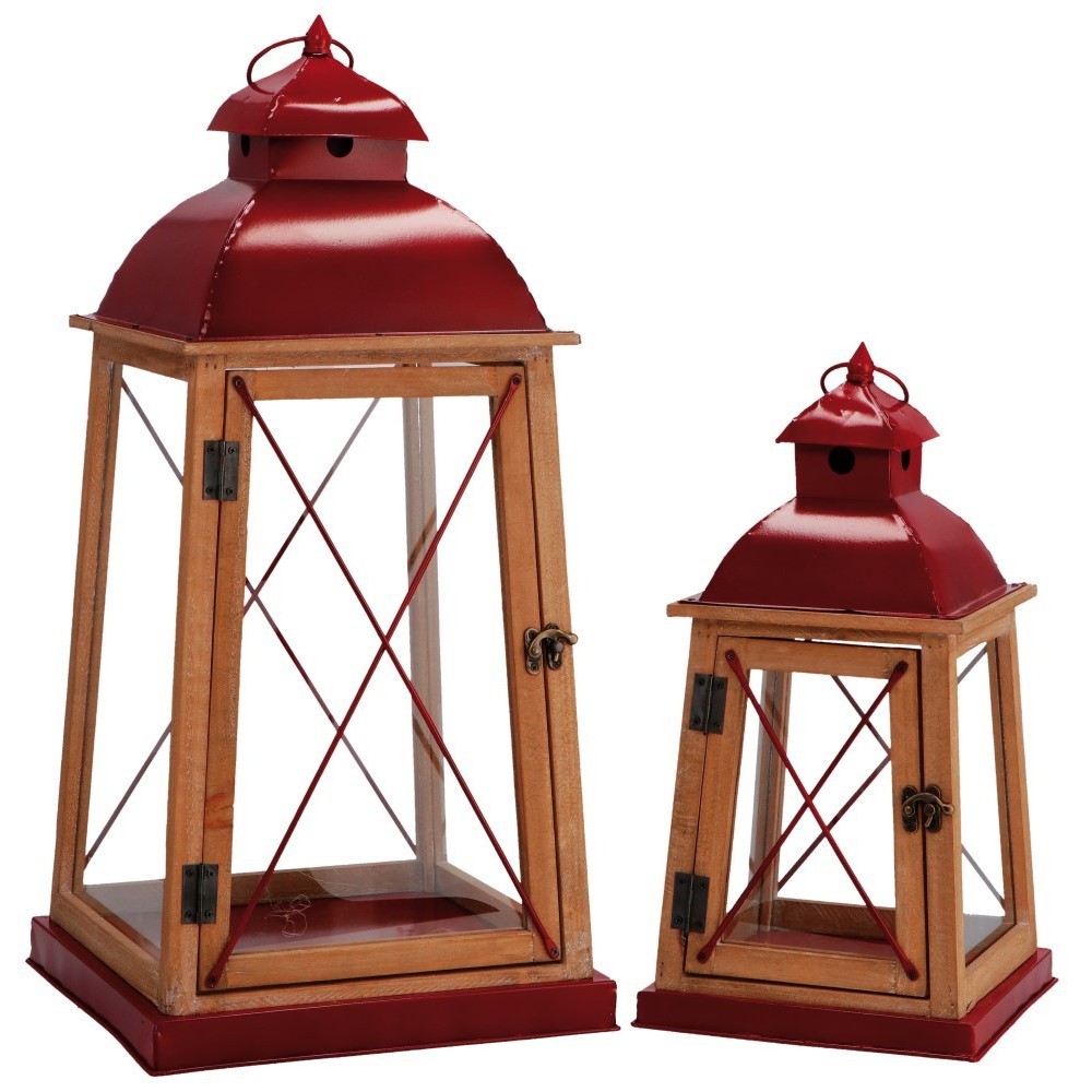 SET 2 LANTERNE PORTA CANDELA RED
