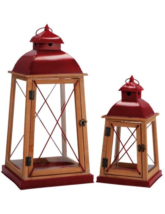 SET 2 LANTERNE PORTA CANDELA RED