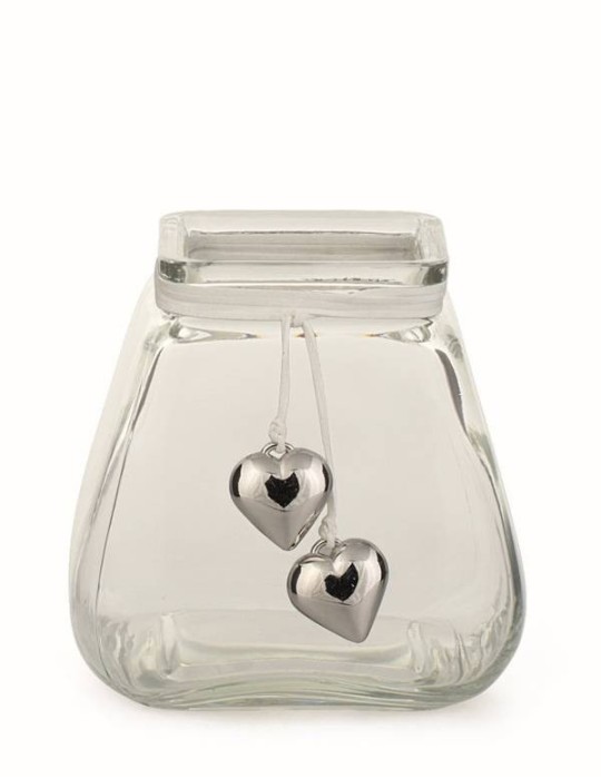VASO VETRO CON CUORI