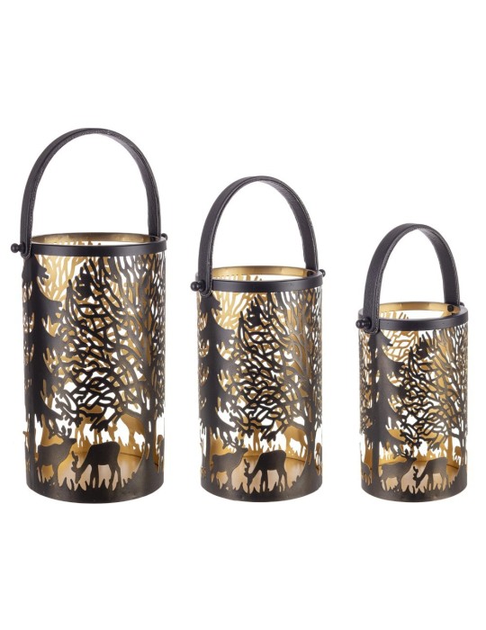 SET 3 LANTERNE DAYA RENNA NERO