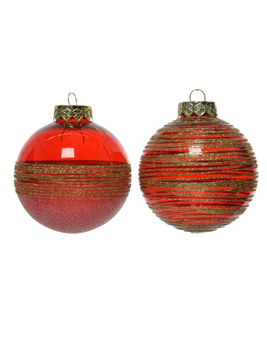SFERA C/GLITTER 2ASS 8 CM RED