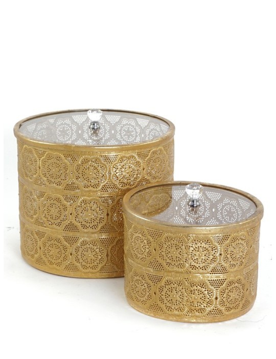 SCATOLE  DI VETRO ORO METALLO/VETRO