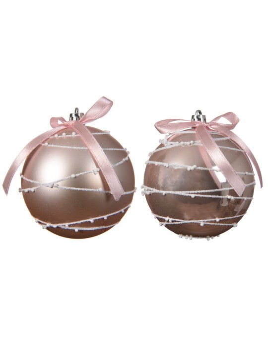 SFERA ROSA CON  GLITTER E PERLINE