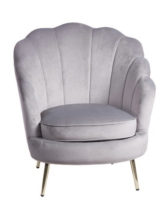 POLTRONA VELLUTO GRIGIA MASCA 75X71XH84