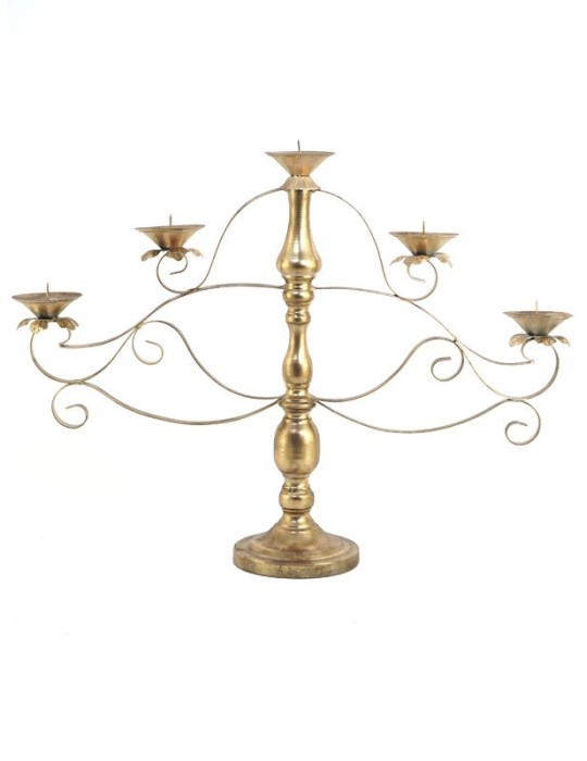 PORTA CANDELA DORATO  5 LUCI  METALLO