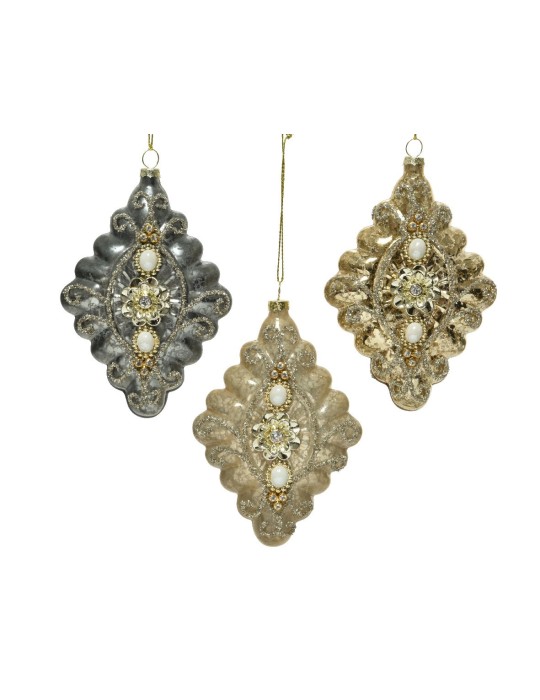 PENDENTE VETRO CON PERLE-DIAMANTI-GLITT