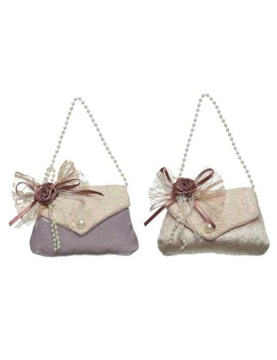 PENDENTI IN PIZZO-PERLINE ROSA 10 ASS