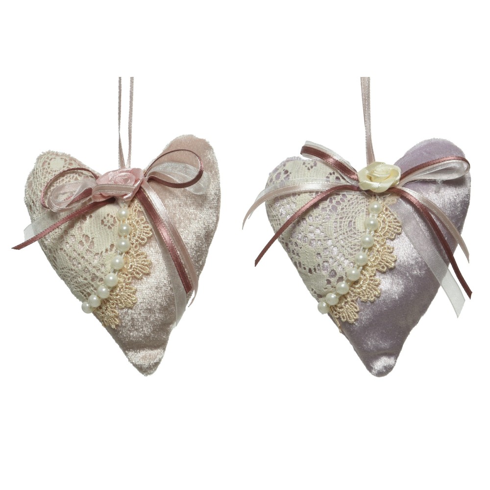 PENDENTI IN PIZZO-PERLINE ROSA 10 ASS