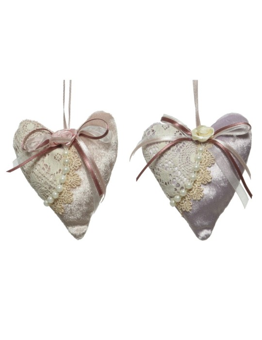 PENDENTI IN PIZZO-PERLINE ROSA 10 ASS