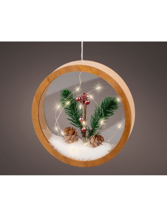 SFERA LEGNO CON LED H18 BROWN D"APPENDERE