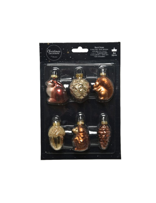 SET 6 FIGURE VETRO ASSORTITE BROWN H5.5