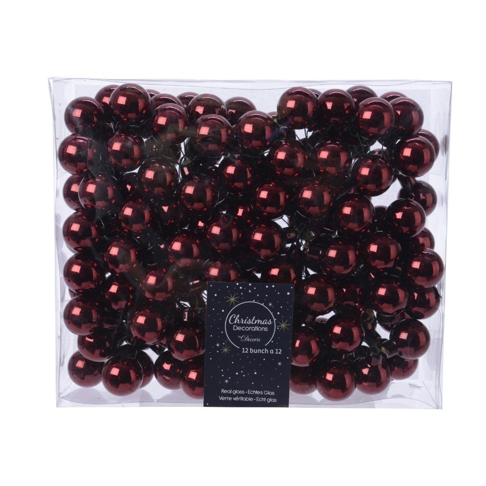 BOX 144 MINI SFERE VETRO BORDEAUX 2.5CM