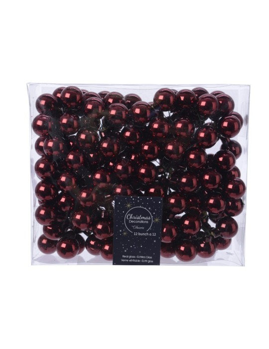 BOX 144 MINI SFERE VETRO BORDEAUX 2.5CM