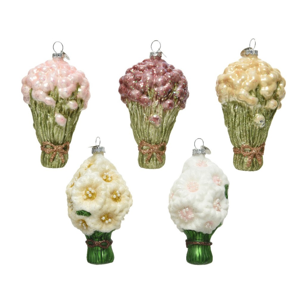 PENDENTE VETRO FLOWERS GLITTER H12