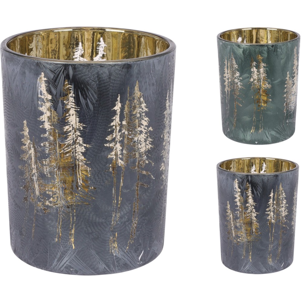 PORTACANDELA VETRO12CM GHIACCIO 2 ASSORTITI