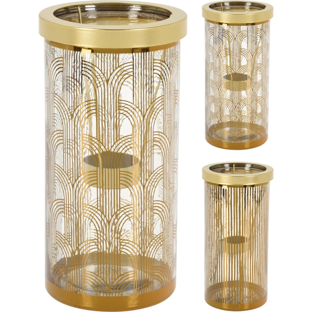 P-TEALIGHT VETRO ORO 20CM 2 ASSORTITI