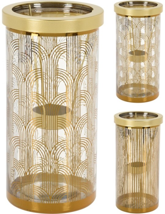 P-TEALIGHT VETRO ORO 20CM 2 ASSORTITI