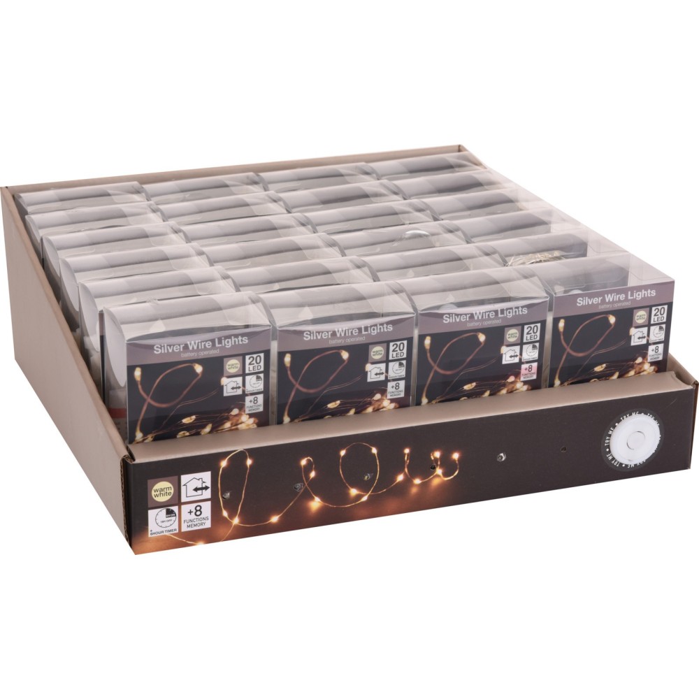 20 LED CALDO 8 FUNZIONI CON TIMER- IP44