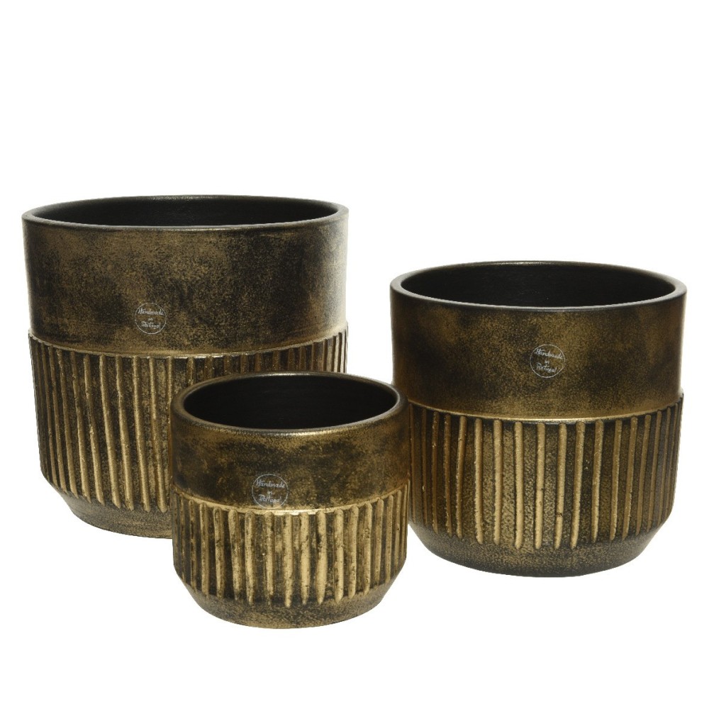 SET 3 VASI TERRACOTTA BROWN GOLD