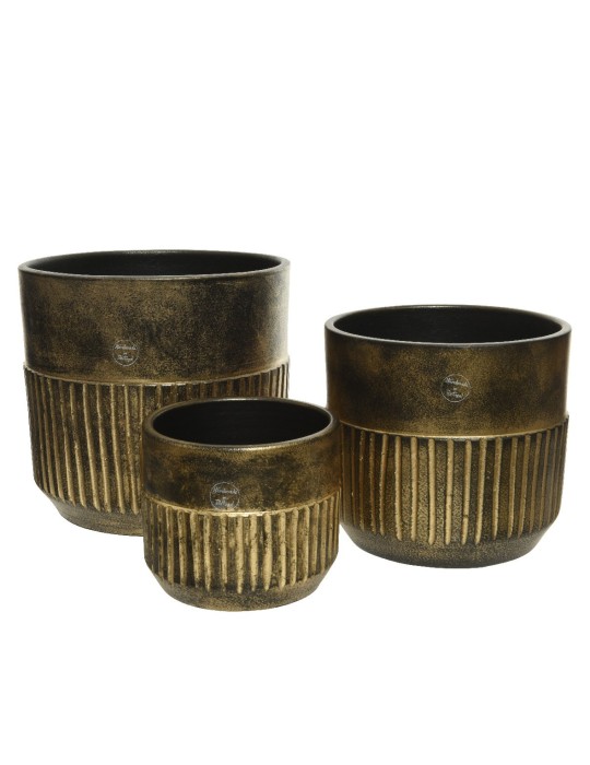 SET 3 VASI TERRACOTTA BROWN GOLD