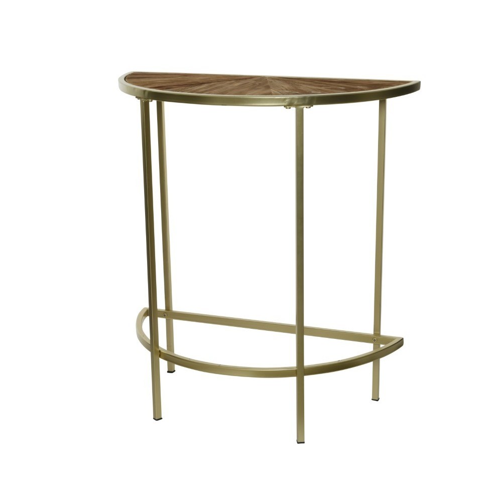 TAVOLINO METALLO E LEGNO H76 ORO