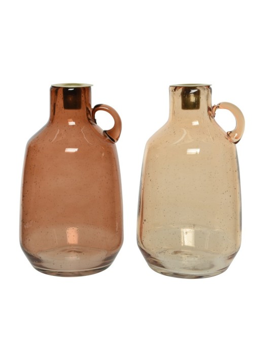 CANDELIERE VETRO 2 COL ASS  D12.5X H 22