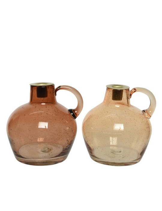 CANDELIERE VETRO 2 COL ASS  D14.5X H 15