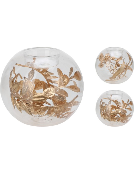 P-TEALIGHT VETRO ORO 8CM 2ASSORTITI