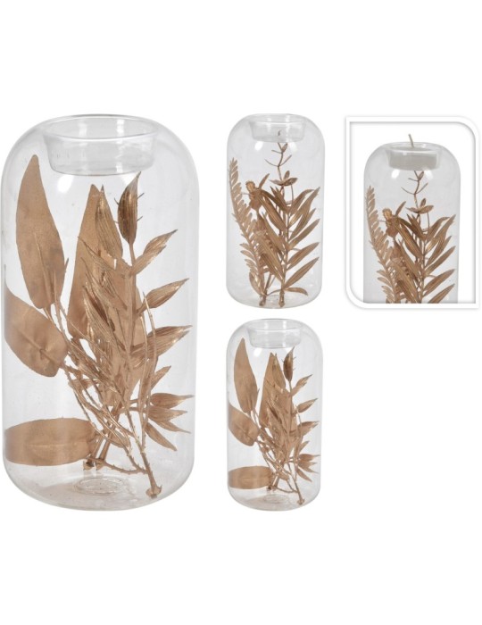 P-TEALIGHT VETRO ORO 15CM 2ASSORTITI