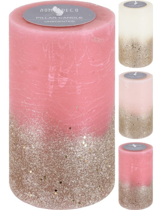 CANDELA GLITTER 9X15CM 3 ASSORTITE