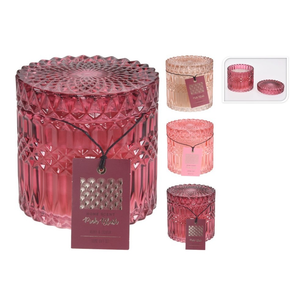 VASO VETRO CON CANDELA 11X10CM 3 ASSORTITE