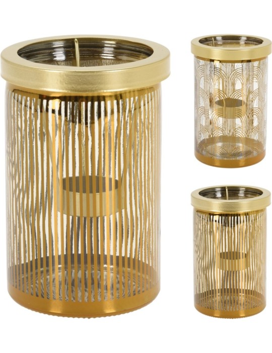 P-TEALIGHT VETRO ORO 15CM 2 ASSORTITI