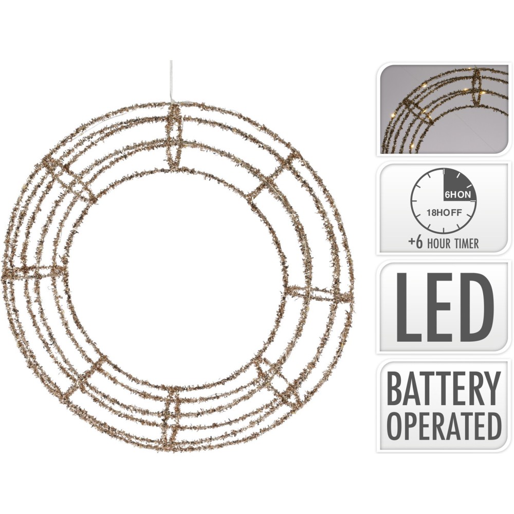 CORONA LAMETTA ORO 40CM 30LED