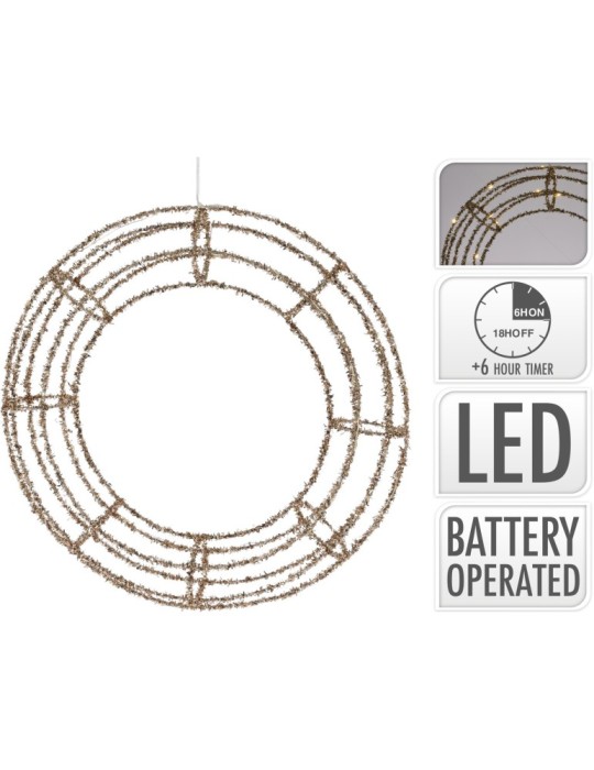 CORONA LAMETTA ORO 40CM 30LED