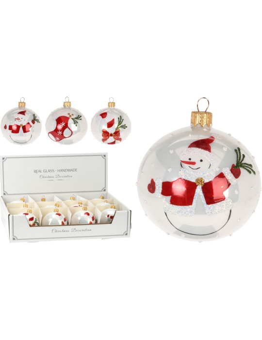 SFERA VETRO DECO NATALE D8 3 ASSORTITE