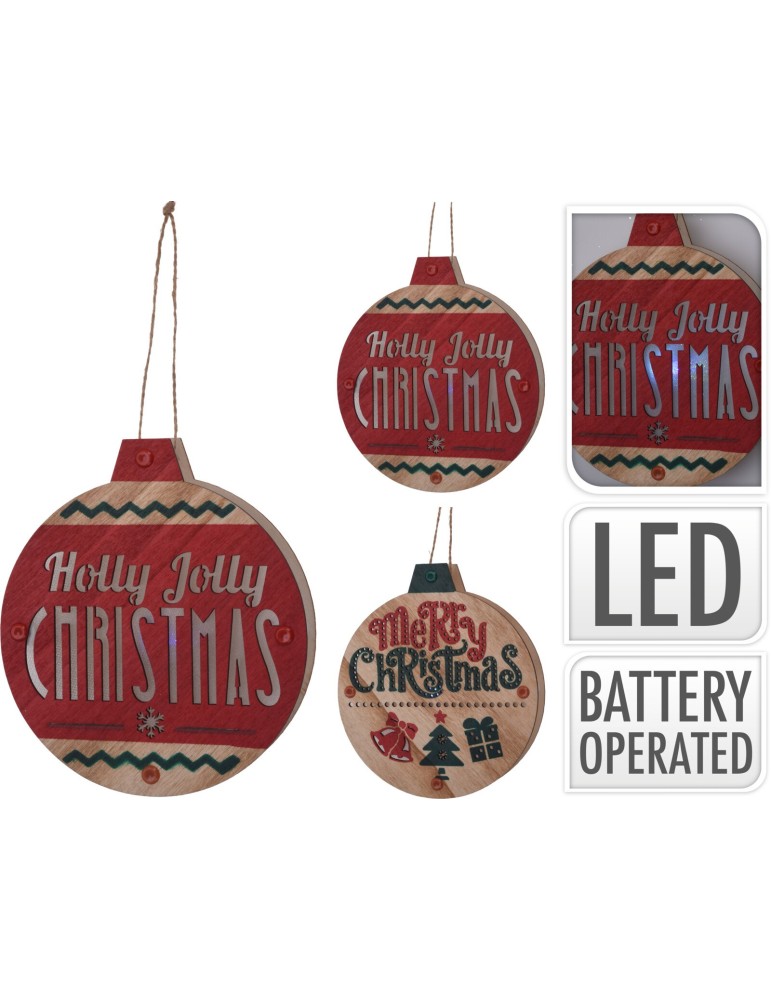 PENDENTE LEGNO LED 15CM 2 ASSORTITI